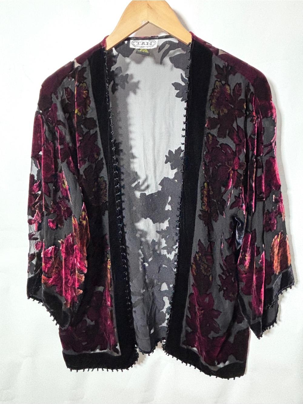 Whimsygoth Burnt Velvet Floral Kimono Sheer Cardigan Medium